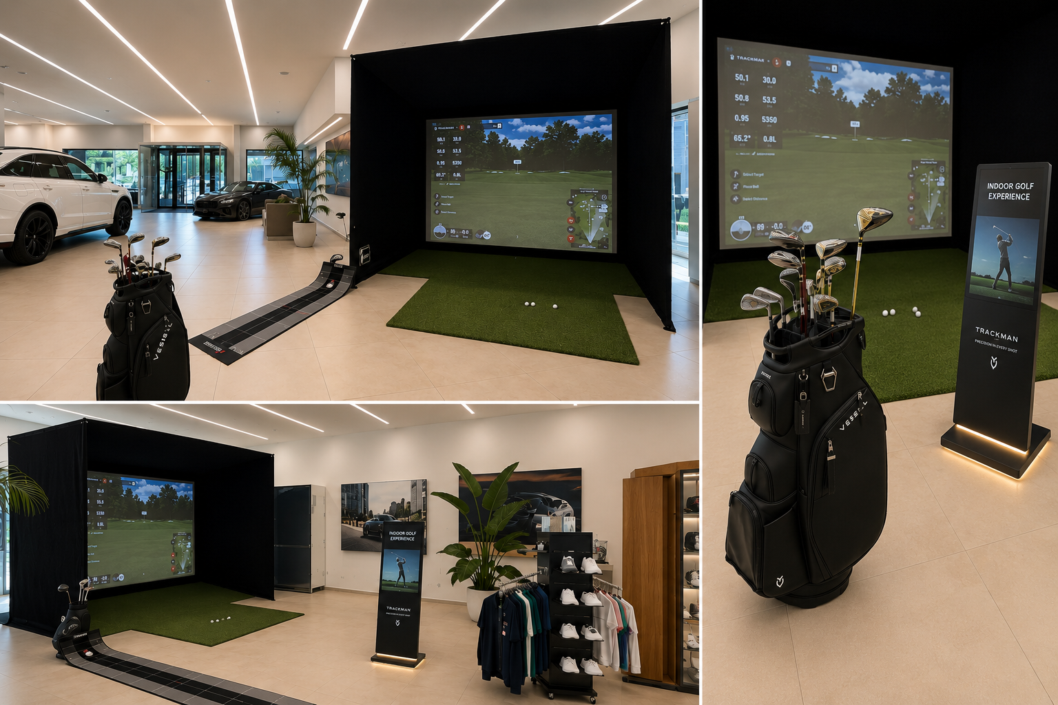 Premium indoor golf event setup