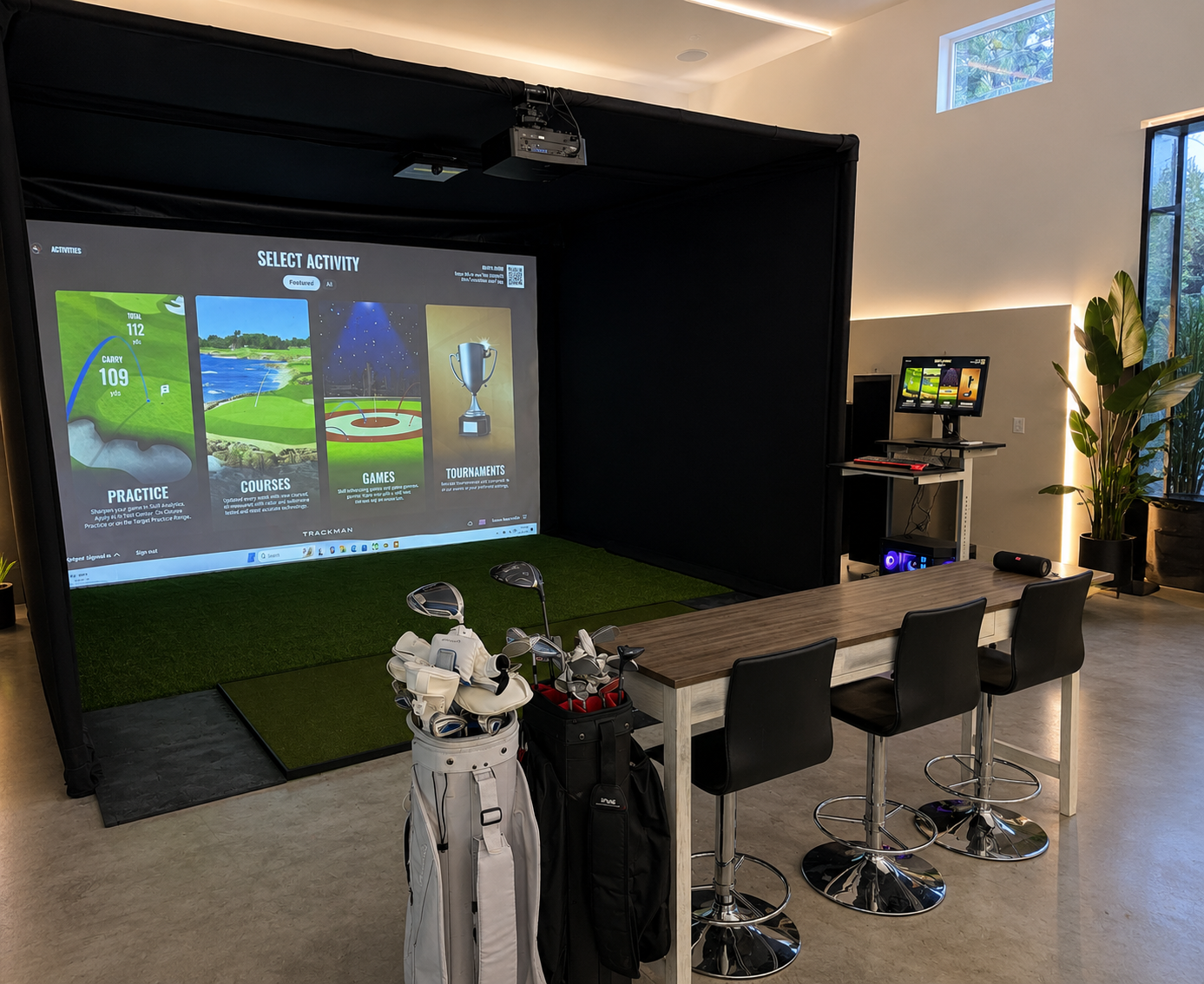 Real indoor golf setup in private location